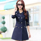 FIONTO Spring Autumn Trench Coat 2017 Hot Fashion Turn Down Collar Trench Coat Women Color Long Slim Double Breasted Coats A034