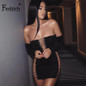 Feditch New Long Sleeve Sexy Bandage Dress Women Sexy Strapless Hollow Out Bodycon Party Dresses Autumn Elegant Ladies Vestidos