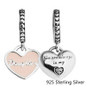 Beads Fits Pandora Bracelets 925 Sterling Silver Jewelry Mother &amp; Daughter Hearts, Soft Pink Enamel Original Charms CKK