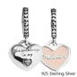 Beads Fits Pandora Bracelets 925 Sterling Silver Jewelry Mother &amp; Daughter Hearts, Soft Pink Enamel Original Charms CKK