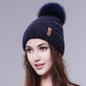 FURTALK Wool Hat Fox Fur Pom Pom Hat Women Winter Fur Hat