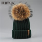 FURTALK Winter hat for Kids Ages 2-7 Knit Beanie winter baby hat for children fur Pom Pom Hats for girls and boys