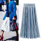 Vintage Women High Waist Plain Skater Skirts Stretch Flared Pleated Skirts Long Girl Skirt Fashion Winter Skirts