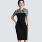 Vintage Women Knitting Patchwork Dress Elegant Work Office Business Sheath Bodycon Pencil Dress B238