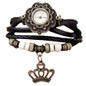 Vintage Watches Women Clock Leather Weave Around Strap Crown Bracelet Relogio Feminino Wrist Ladies Watch for Women Quartz-Watch