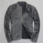 Vintage Men's Fashion cow leather motorcycle rider jacket collar embroidery leather motorcycle rider cowhide leather jacket