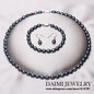 High Quality Pearl Jewelry Sets Fashion Black Rice necklace 925 Sterling Silver Earrings Pearl Jewelry .