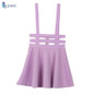 EFINNY Retro Hollow Mini Skater Cute Women Suspender Skirts Straps High Waist Skirt