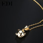EDI Trend Rounc Cut Natural Diamond 0.1ct 925 Sterling Silver Pendant Necklace For Women Fine Jewelry