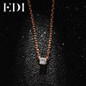 EDI Classic 0.1ct Princess Cut Natural Diamond Wedding Pendant For Women 18K Solid Rose Gold Pendant 16' Necklace Chain Jewelry