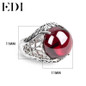 EDI 100% 925 Sterling Silver rings Vintage palace rings for women Retro round garnet Resizable Ring party gift fine jewelry
