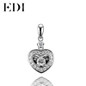 EDI 18K Solid White Gold Diamond Wedding Pendant Real Natural Diamond Heart Pendants For Women 16' Necklace Chain Fine Jewelry