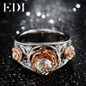 EDI 6mm Natural Topaz 925 Sterling Silver Jewelry Gemstone Ring For Women Rose Flower Bands Sterling-silver-jewelry