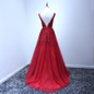 SOCCI Wine Red V-Neck Tulle Lace Long Evening Dresses Pearls Beading backless vestido de festa longo Formal Wedding Party Gowns