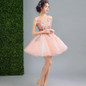 SOCCI Weekend Sexy V Neck Pink Cocktail Dresses Short Above Knee Formal Wedding Party Dress Organza Ball Gowns Robe de cocktail
