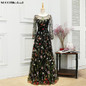 SOCCI Weekend Elegant Evening Dress Embroidery Flower Long Sleeves Black Women abendkleid Formal Wedding Party Dresses Prom Gown