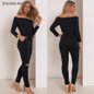 Julissa Mo Off Shoulder Jumpsuit New Autumn Long Sleeve Rompers Womens Jumpsuit Sexy Club Party Jumpsuits Hole Rompers for Women