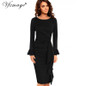 Vfemage Womens Elegant Frill Ruffles Ruched Draped Vintage Retro Tunic Slim Work Business Casual Party Bodycon Pencil Dress 6213