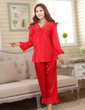 Faux silk sleep lounge Rayon pajama sets  for men women  sleepwear  red marriage wedding pijamas lady's pyjamas female homewear