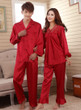Faux silk sleep lounge Rayon pajama sets  for men women  sleepwear  red marriage wedding pijamas lady's pyjamas female homewear
