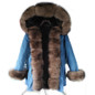 New Real Fur Long Fox Fur Coat Hooded Denim Jacket Outwear Thick Parkas Women Winter 2017 Natural Real Fox Fur Collar Coats