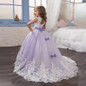 New Purple Ball Gown Flower Girl Dresses With Bow Ball Gown First Communion Dress for Girls Little Girls Pageant Dresses 2017