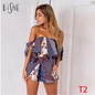 BiSHE Women Summer Sexy jumpsuit bodysuit Print female sexy Slash Neck rompers womens jumpsuit for women Party Bodysuit