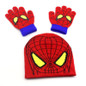 BINGYUANHAOXUAN Autumn Winter Girls Boys Hat Set Cartoon Spider Man Warm Cap knitted Hat Gloves Children Hat Sets Bonnet Gorro