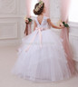Hot Pretty Princess White Ivory Lace Flower Girl Dresses With Belt Tired Tulle Floor Length 2016 Girls First Communion Dresses