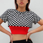 Weekeep Women Fashion Plaid Cropped t-shirt Summer Streetwear t shirt Women Checkerboard Corp Top Short Feminino tee shirt Tops