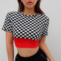 Weekeep Women Fashion Plaid Cropped t-shirt Summer Streetwear t shirt Women Checkerboard Corp Top Short Feminino tee shirt Tops