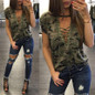 Fashion T-shirts Sexy Women's Clothing Summer Short Sleeve T-shirt Loose Clothes Casual V-Neck T-Shirt Camouflage Female Tops