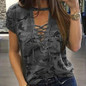 Fashion T-shirts Sexy Women's Clothing Summer Short Sleeve T-shirt Loose Clothes Casual V-Neck T-Shirt Camouflage Female Tops