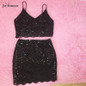 Fashion Striped Sequin 2 pcs Women Dress 2016 Sexy Sleeveless v Neck Mini Summer Dress Shiny Sequined Short Casual Party Dress