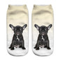 SLMVIAN New Black French BullDog Puppy 3D Print Animal Women Socks Casual cartoon Socks Unisex Low Cut Ankle Socks