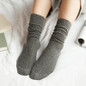 CHAOZHU Japanese High School Girls High Socks Loose Solid Colors Double Needles Knitting Cotton Long Socks Women