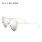 HEPIDEM Female Fashion Vintage Cat eye Sunglasses Women Brand Designer Ladies Mirror Flat Rose Gold Cateye Sun Glasses for Women