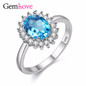 Gemlove Blue Gemstone Rings for Women 1ct Topaz 925 Sterling Silver Fine Jewelry Natural Stones Ring with Box Ringen 40% FJ089
