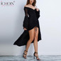 ICHOIX Fashion Women sexy Bandage Dress Long sleeve V-Neck Sheath Above Knee, Mini Winter dresses Black Sexy & Club Dress