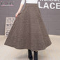 ICHOIX 2017 Autumn Winter Woolen Women Skirts Plus Size Wool Long Skirt Faldas Mujer High Waist Maxi Tutu Pleated Skirt Saias