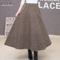 ICHOIX 2017 Autumn Winter Woolen Women Skirts Plus Size Wool Long Skirt Faldas Mujer High Waist Maxi Tutu Pleated Skirt Saias