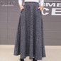 ICHOIX 2017 Autumn Winter Woolen Women Skirts Plus Size Wool Long Skirt Faldas Mujer High Waist Maxi Tutu Pleated Skirt Saias