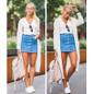 Fashion Women Button Denim Skirts High Waist Bodycon Slim Sexy Pencil Mini Skirt
