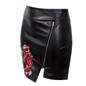 Fashion Women Black PU Leather Floral Zipper Pencil Bodycon High Waist Mini Short Skirts Stretch Party Club Slim Outfits Skirt