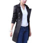 Fashion Winter Women Slim Lapel Double-breasted Turn-Down Collar Casual Business Long Trench Coat Outwear