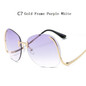 Fashion Vintage Round Rimless Clear Oversized Sunglasses Women Brand Designer Sun Glasses Metal Frame Retro Gradient Shades M501