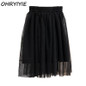 OHRYIYIE Tulle Skirts Women 2017 New Summer High Waist Short Tutu Skirt Female Elastic Waist Pleated Midi Skirt Jupe Femme S1013
