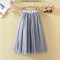 OHRYIYIE 2018 Spring Summer Vintage Skirts Womens Elastic High Waist Tulle Mesh Skirt Long Pleated Tutu Skirt Female Jupe Longue