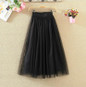 OHRYIYIE 2018 Spring Summer Vintage Skirts Womens Elastic High Waist Tulle Mesh Skirt Long Pleated Tutu Skirt Female Jupe Longue