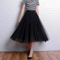 OHRYIYIE 2018 Spring Summer Vintage Skirts Womens Elastic High Waist Tulle Mesh Skirt Long Pleated Tutu Skirt Female Jupe Longue